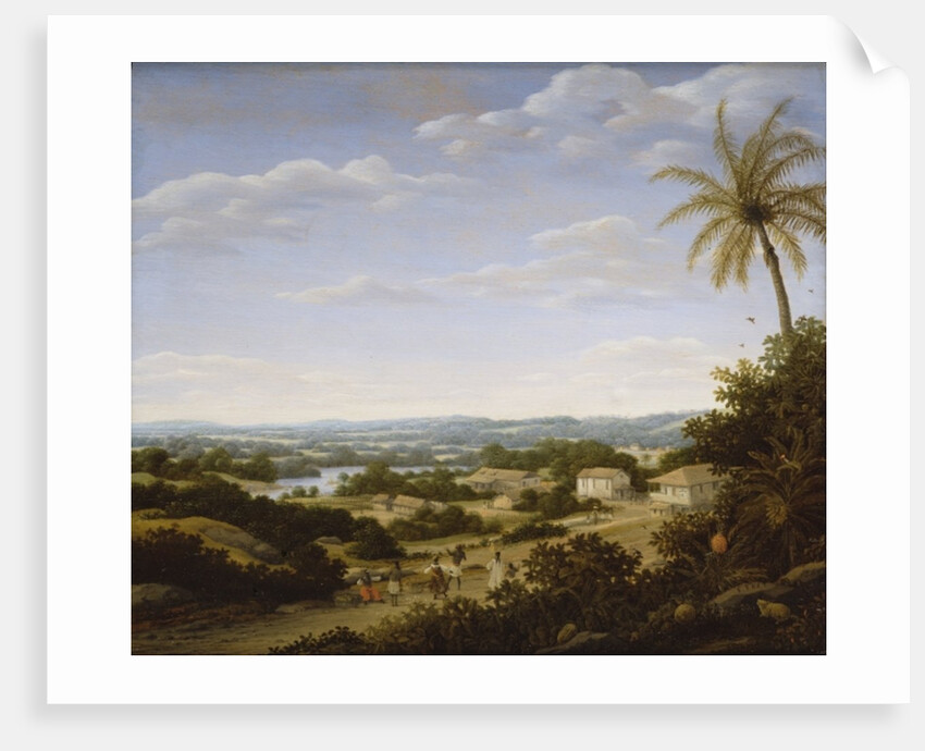 Brazilian landscape with natives on a road approaching a village, 1665 by Frans Jansz Post