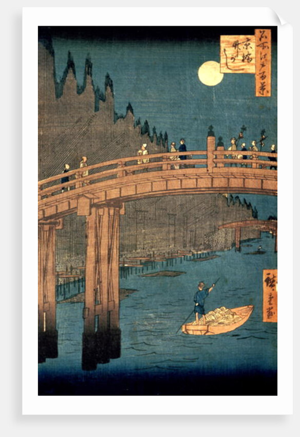 Kyoto bridge by moonlight by Ando or Utagawa Hiroshige
