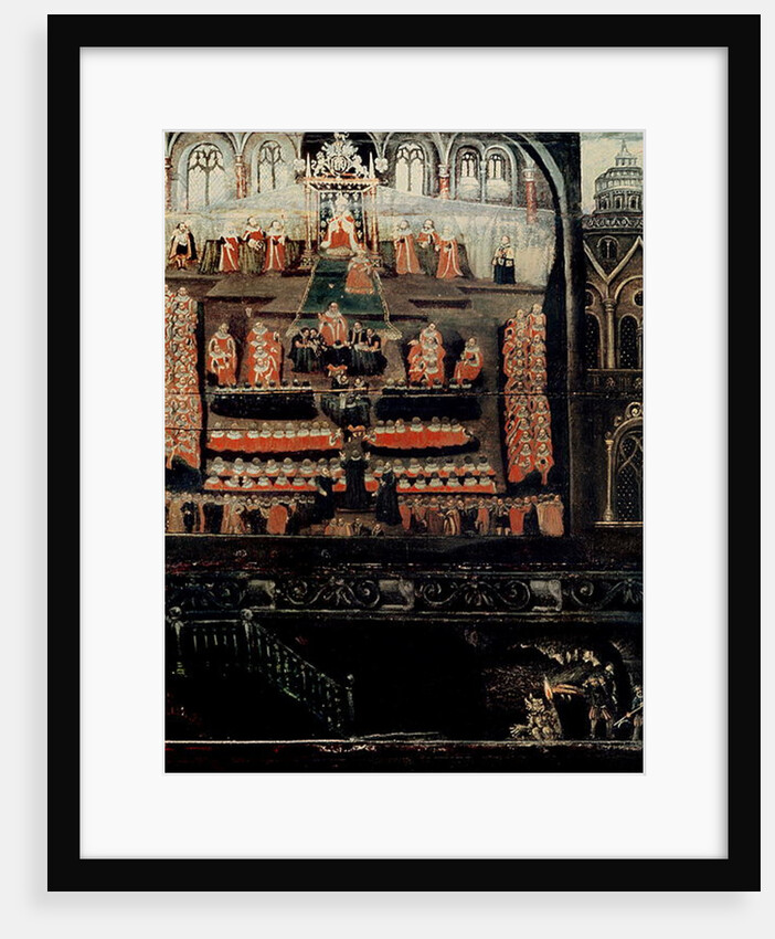 Right hand side of Diptych showing the Parliament of James I of England, VI of Scotland and the Gunpowder Plot by English School