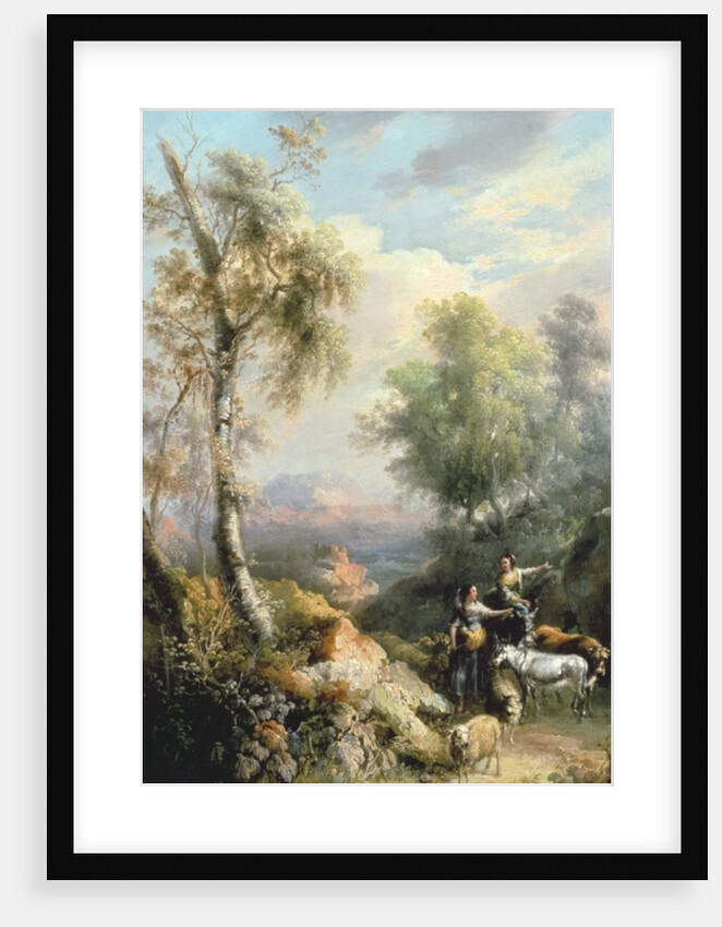 Goatherds in mountainous Spanish landscape, 19th century by Manuel Barron y Carrillo