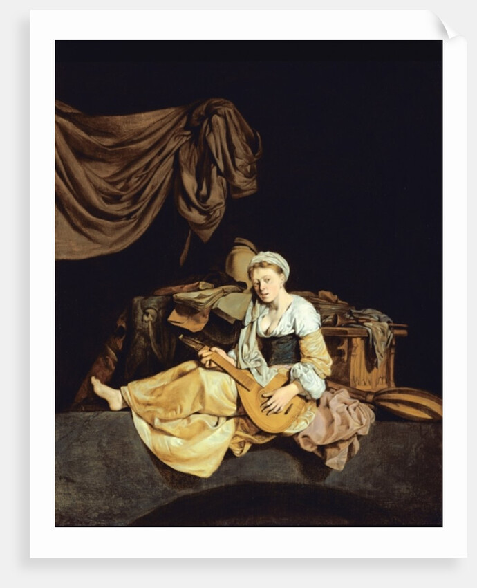 Young Woman Playing a Mandolin by Cornelis Bega