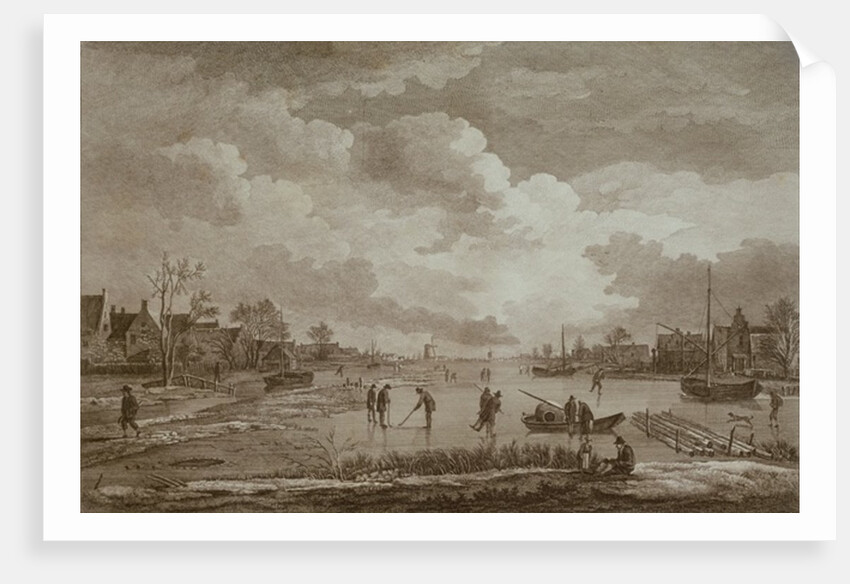 Winter, Golf on ice, copperline engraving by Van Drever, c.1753 by Anonymous