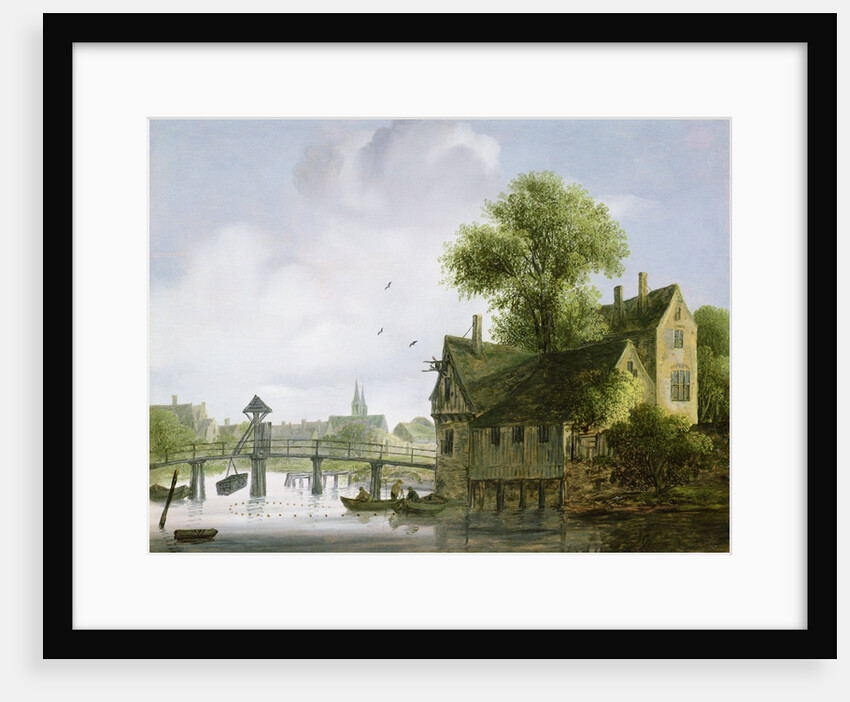 A Town on a river with a bridge by Wouter Kniff