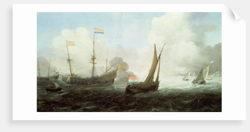 Man-o'-War Firing a Salute, 17th century by Jan Porcellis