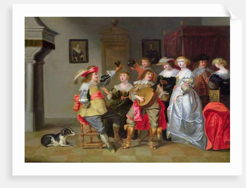 An Elegant Company Merry-making in an interior by Christoffel Jacobsz van der Lamen
