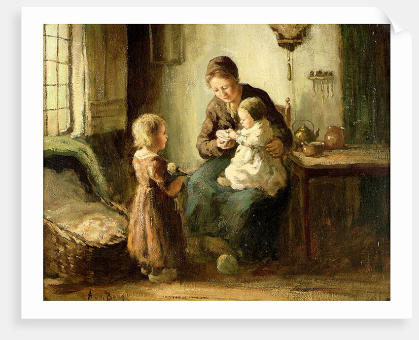 Playing with baby, 19th century by Adolf-Julius Berg