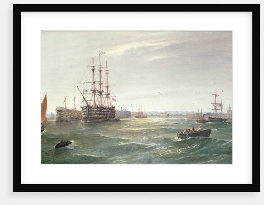 Portsmouth Harbour: HMS 'Victory' among the Hulks, 1892 by Robert Ernest Roe