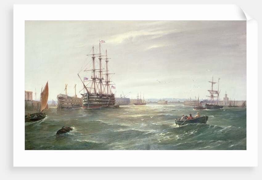 Portsmouth Harbour: HMS 'Victory' among the Hulks, 1892 by Robert Ernest Roe
