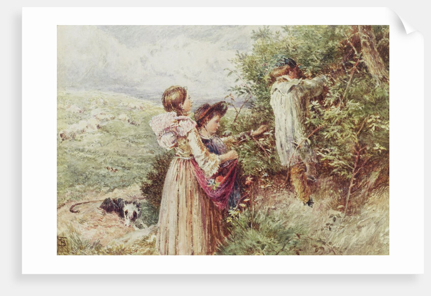Children picking blackberries, 19th century by Myles Birket Foster