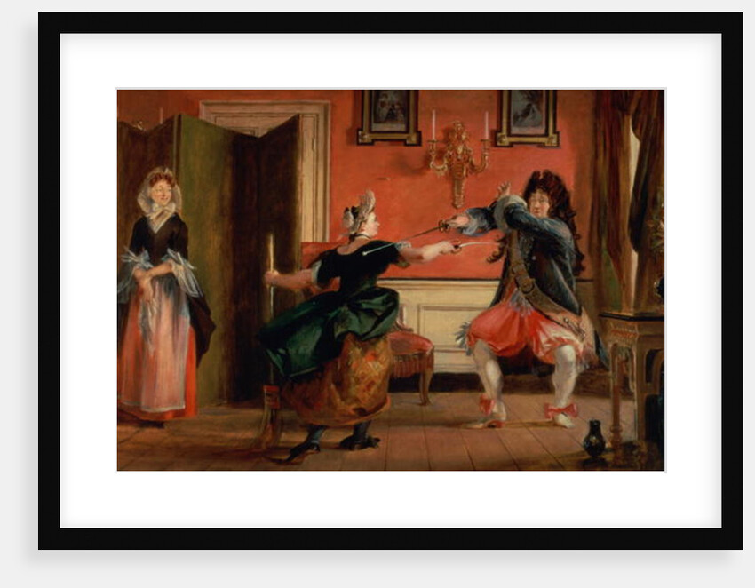 Jourdain Fences his Maid, Nicole with his Wife Looking on. Scene From 'Le Bourgeois Gentilhomme', Act III, Scene 3 by Charles Robert Leslie