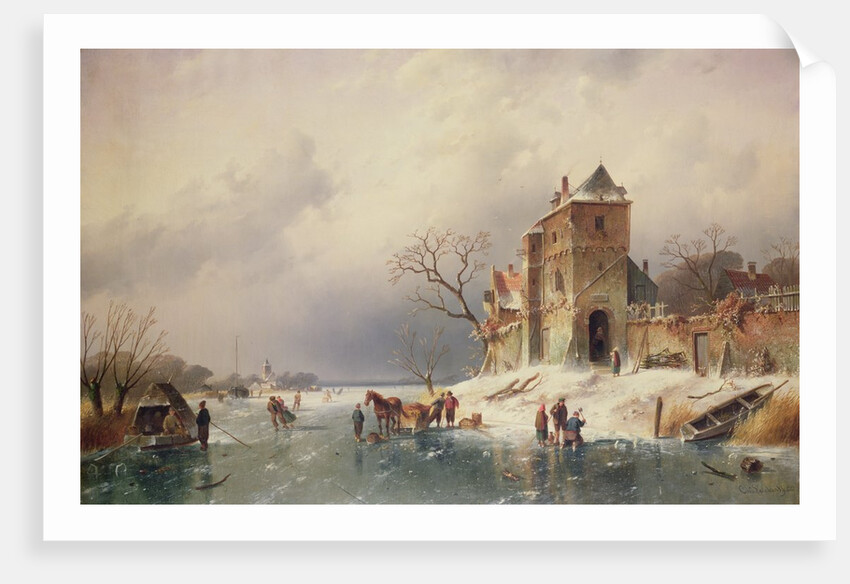 Frozen Winter Scene, 19th century by Charles-Henri-Joseph Leickert