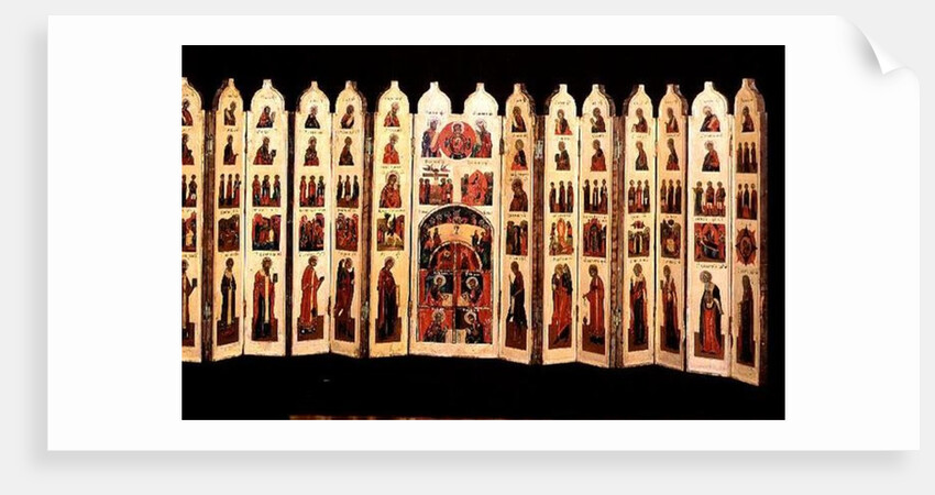 Fifteen-section icon screen with scenes from the Life of Christ and Saints, 16th century Russian by Anonymous