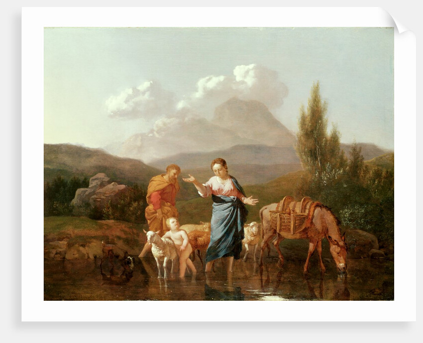 Holy family at a stream by Karel Dujardin