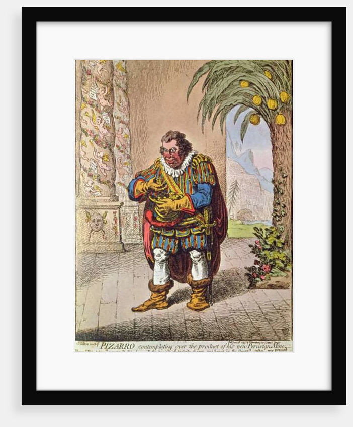 Caricature of Pizarro contemplating the product of his new Peruvian mine by James Gillray