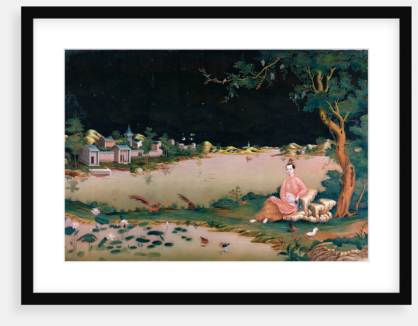 Japanese mirror painting showing a girl seated, c.1800 by Japanese School