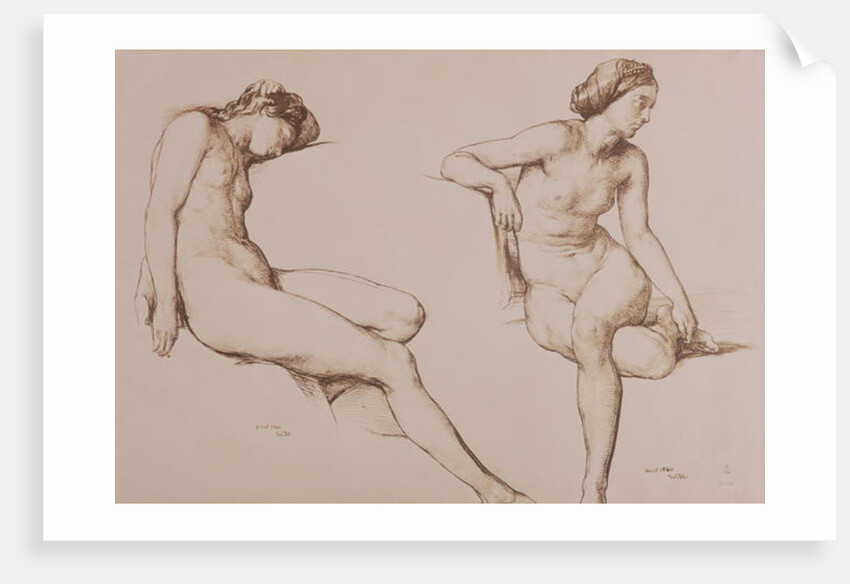Sepia Drawing of Nude Woman, c.1860 by William Mulready