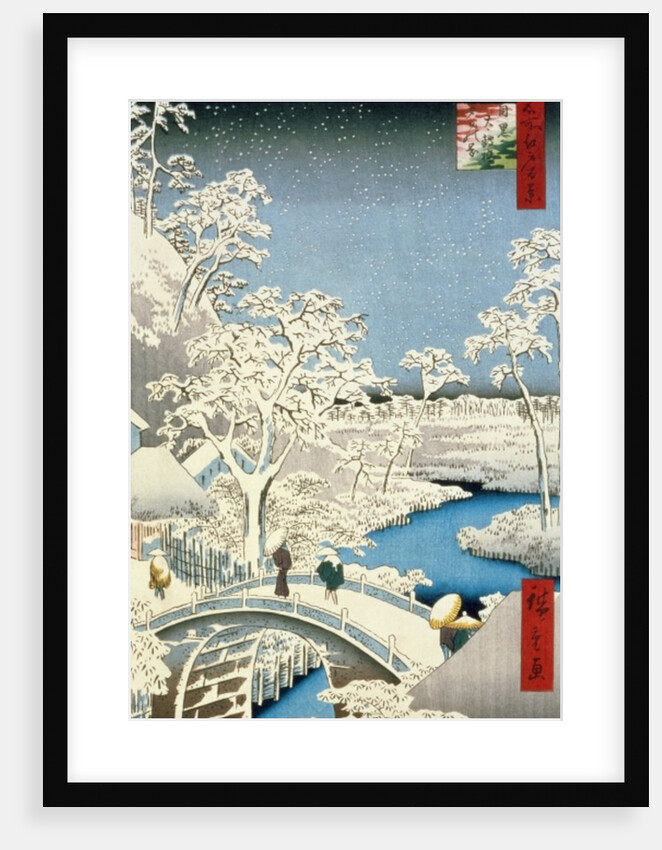 Drum Bridge and Setting Sun Hill at Meguro, 1857 by Ando or Utagawa Hiroshige