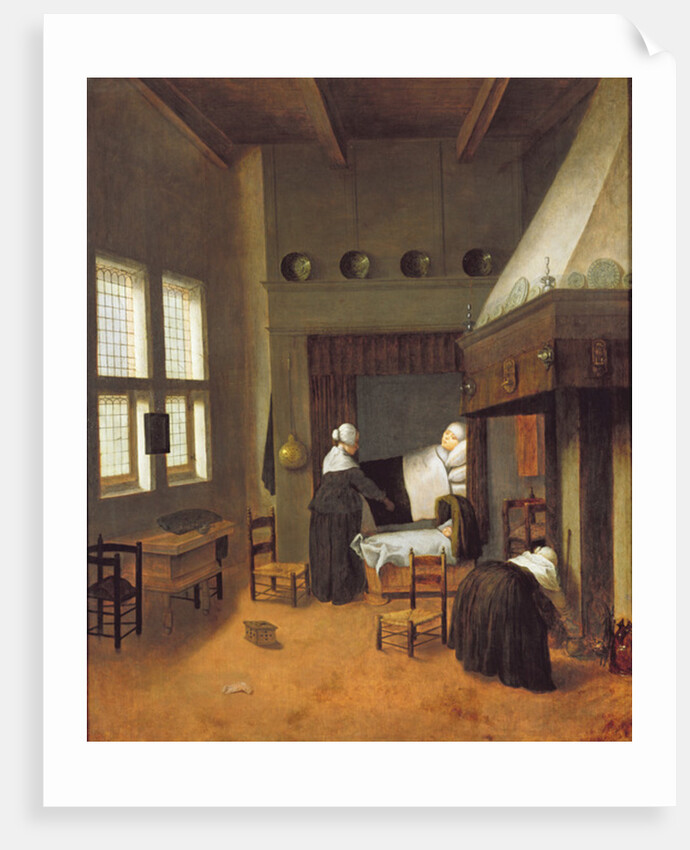 Bedroom Interior with Mother and New-Born Child by Jacobus Vrel