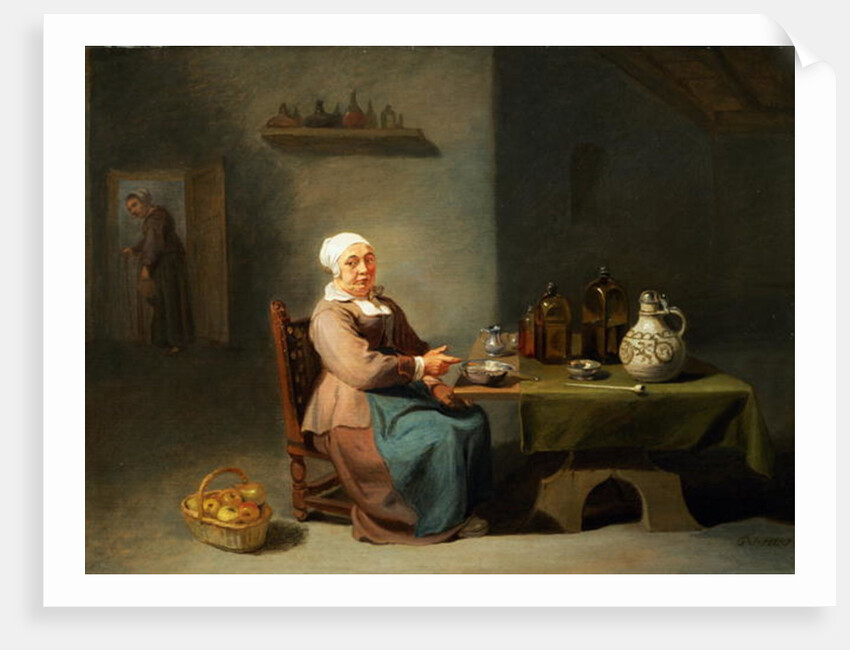 A Woman in a kitchen by Willem van the Elder Herp
