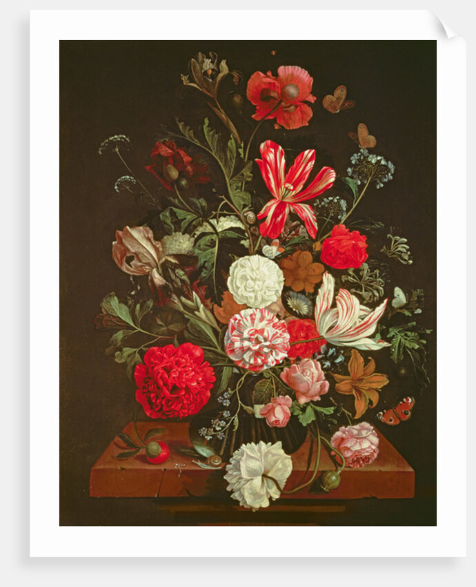 A Still Life of flowers in a glass vase, 17th century by Jacob Rootius