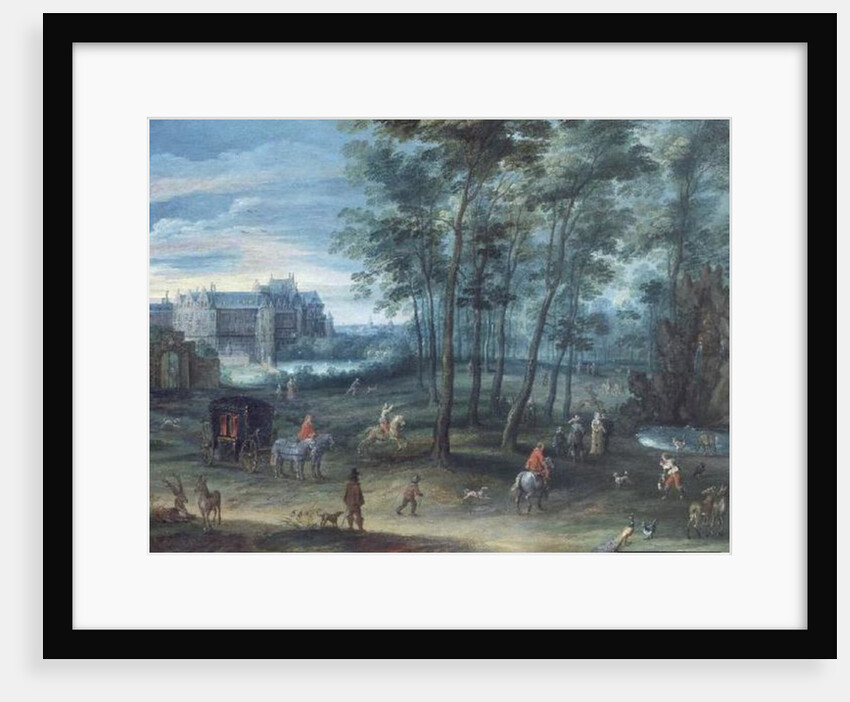 The park of the Viceregal palace, Brussels, with elegant company by a fountain, c.1600 by Denys van Alsloot