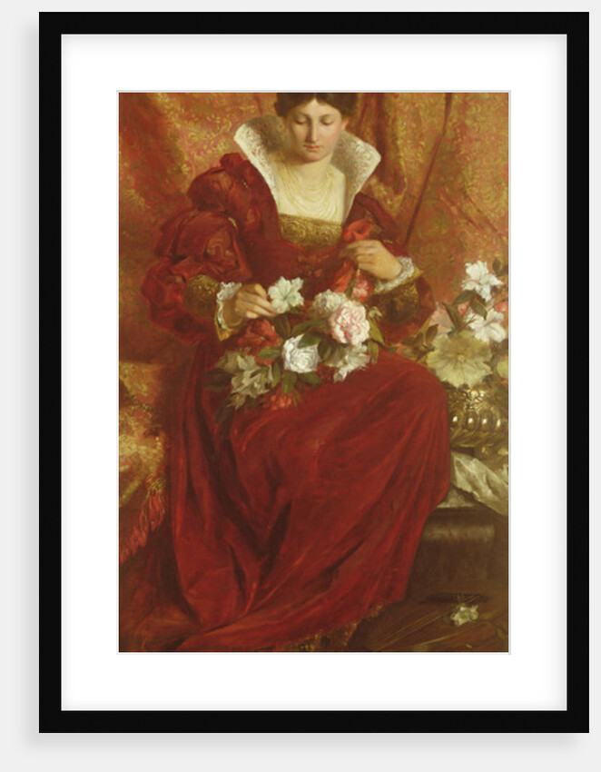 A Lady arranging flowers by Hubert von Herkomer