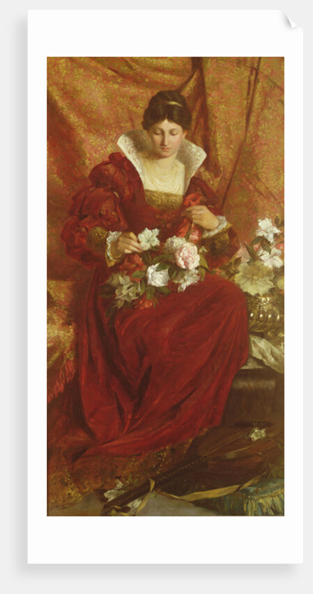 A Lady arranging flowers by Hubert von Herkomer