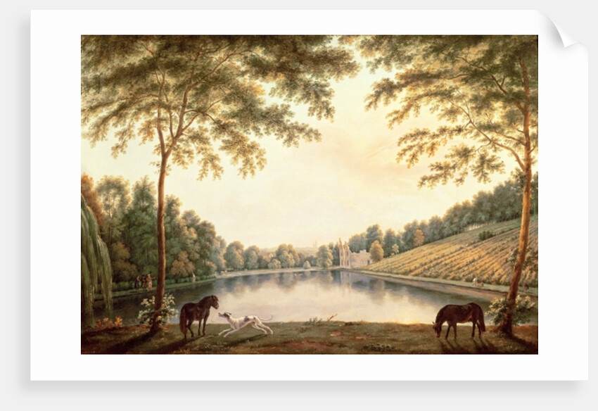 A View of the Lake and ruins of the Abbey at Painshill, Surrey by G. and Gilpin S. Barrett