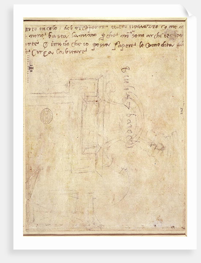 Architectural Study with Notes by Michelangelo Buonarroti