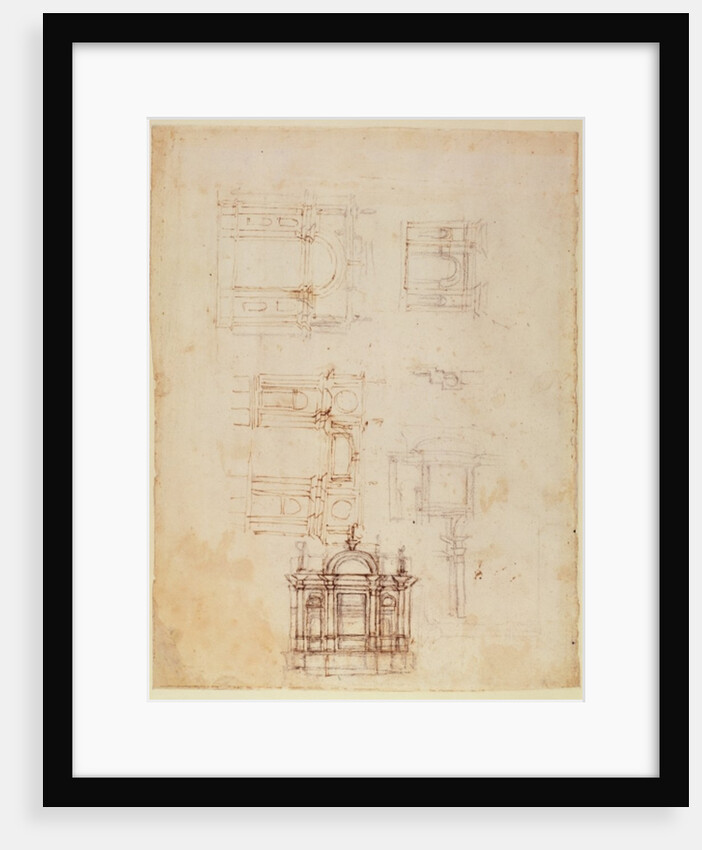 Studies for architectural composition in the form of a triumphal arch, c.1516 by Michelangelo Buonarroti