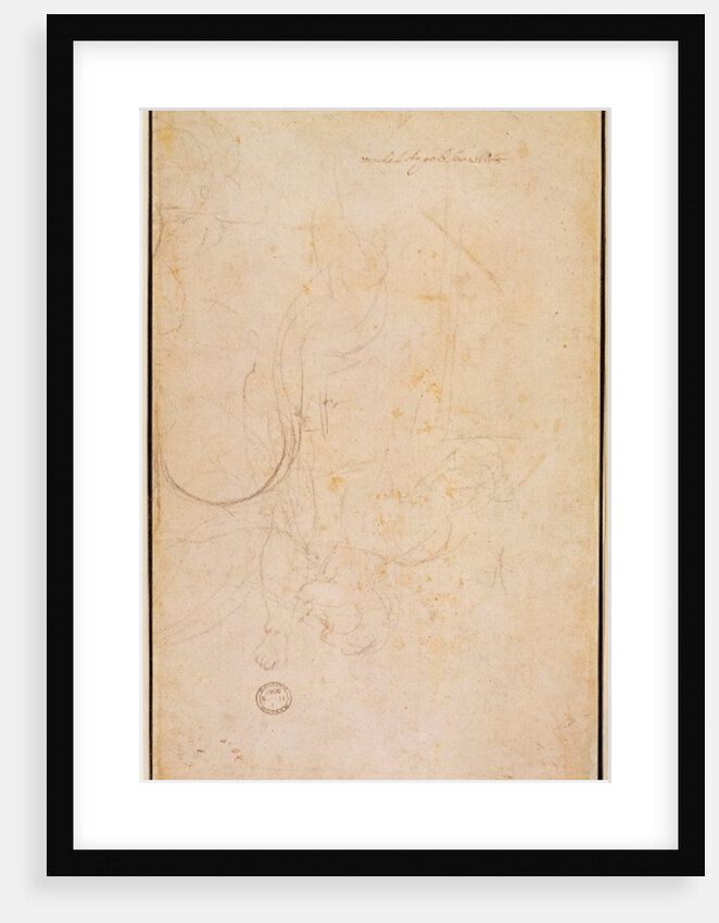 Sketch of a figure with artist's signature by Michelangelo Buonarroti