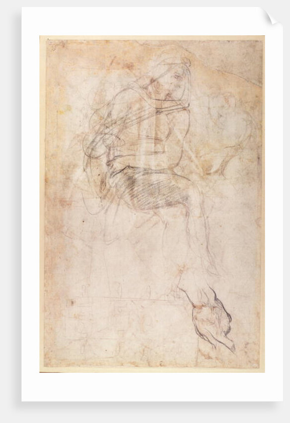 Study for the Ignudi above the Persian Sibyl in the Sistine Chapel, 1508-12 by Michelangelo Buonarroti