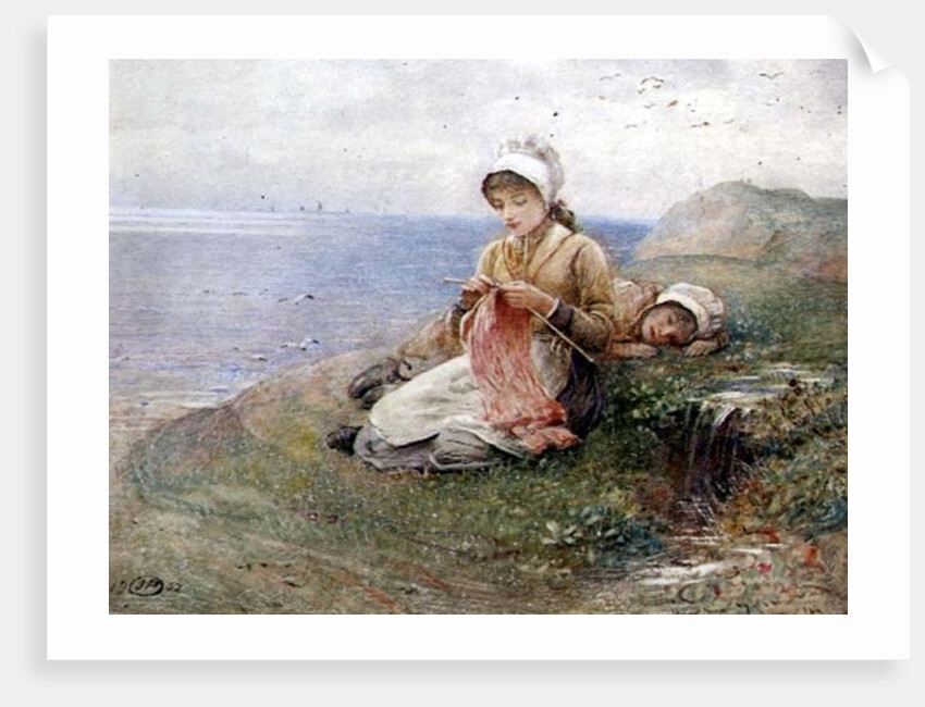 Girl knitting by John Parker