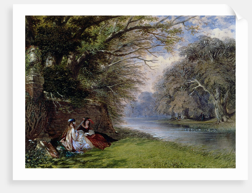 Young ladies by a river by John Edmund Buckley