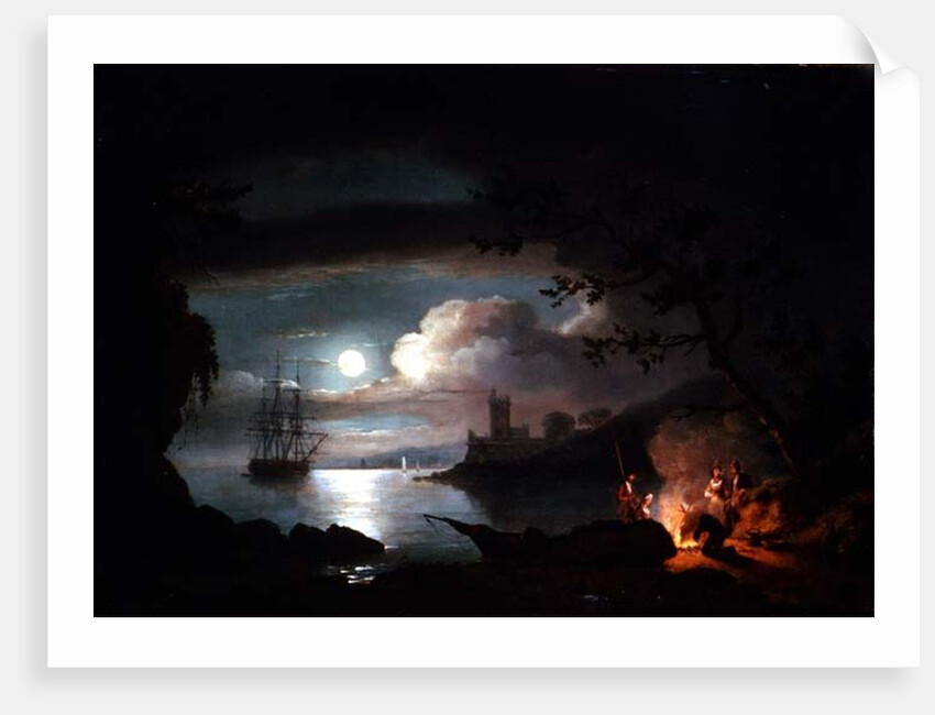 Teignmouth by moonlight by Thomas Luny