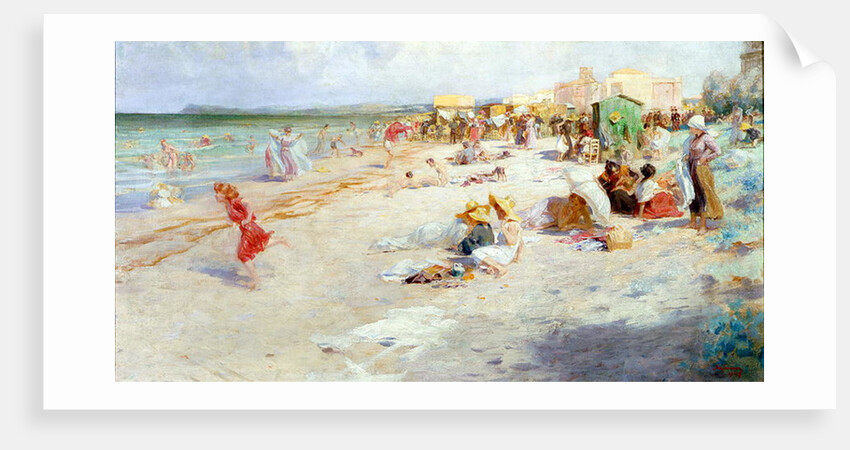 A Busy Beach in Summer by Alois Hans Schram