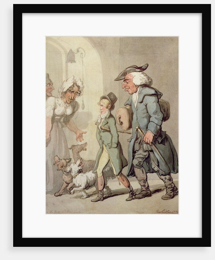 The Bear and Bear Leader - passing the Hotel d'Angleterre, 1776 by Thomas Rowlandson