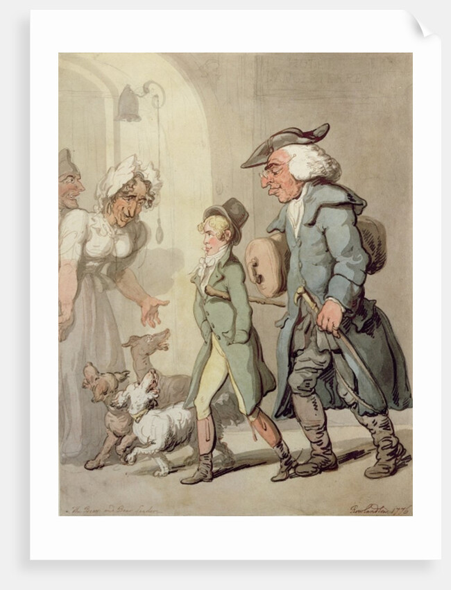 The Bear and Bear Leader - passing the Hotel d'Angleterre, 1776 by Thomas Rowlandson