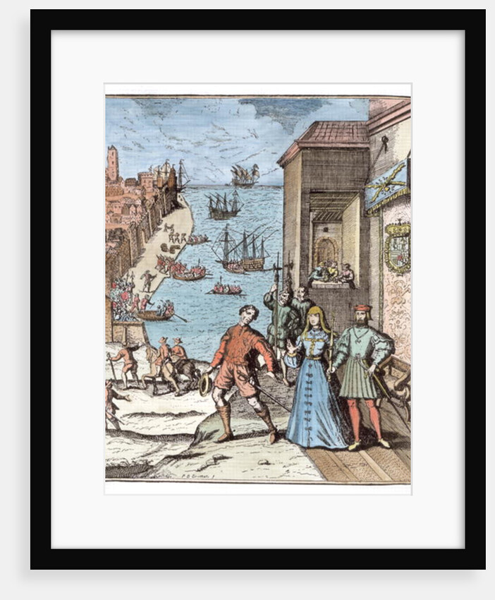 Parting of Columbus with Ferdinand and Isabella by Theodor de (after) Bry