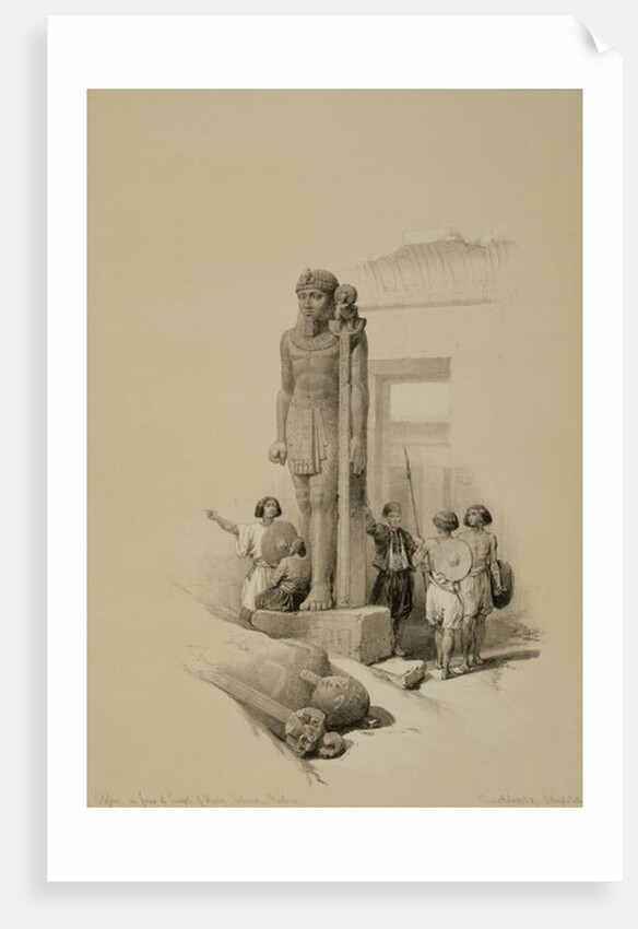 Colossus in front of the Temple of Wady Sabona, Ethiopia by David Roberts
