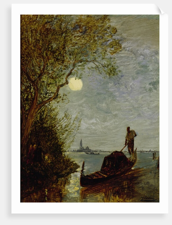 Moonlit Scene with Gondola by Felix Ziem