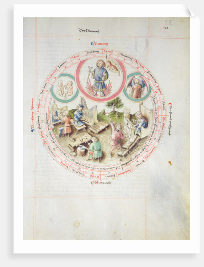 MS 2a Astron 1, fol 5.2 Astrological chart depicting Wednesday by School German
