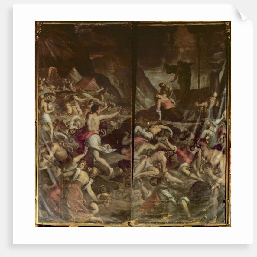 Two organ panel doors depicting the Fiery Serpents infesting the camp of Moses after the death of Aaron, 1600 by Palma Il Giovane (1548-1628)