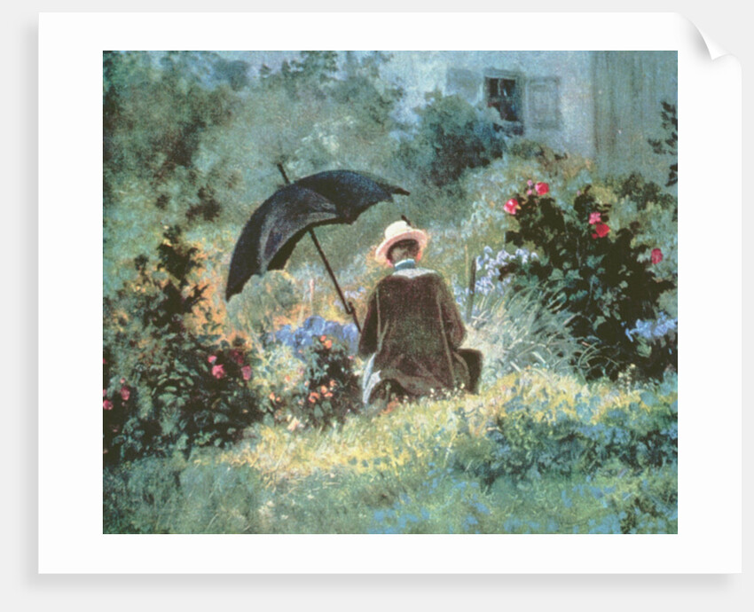 Detail of a Gentleman reading in a garden by Carl Spitzweg