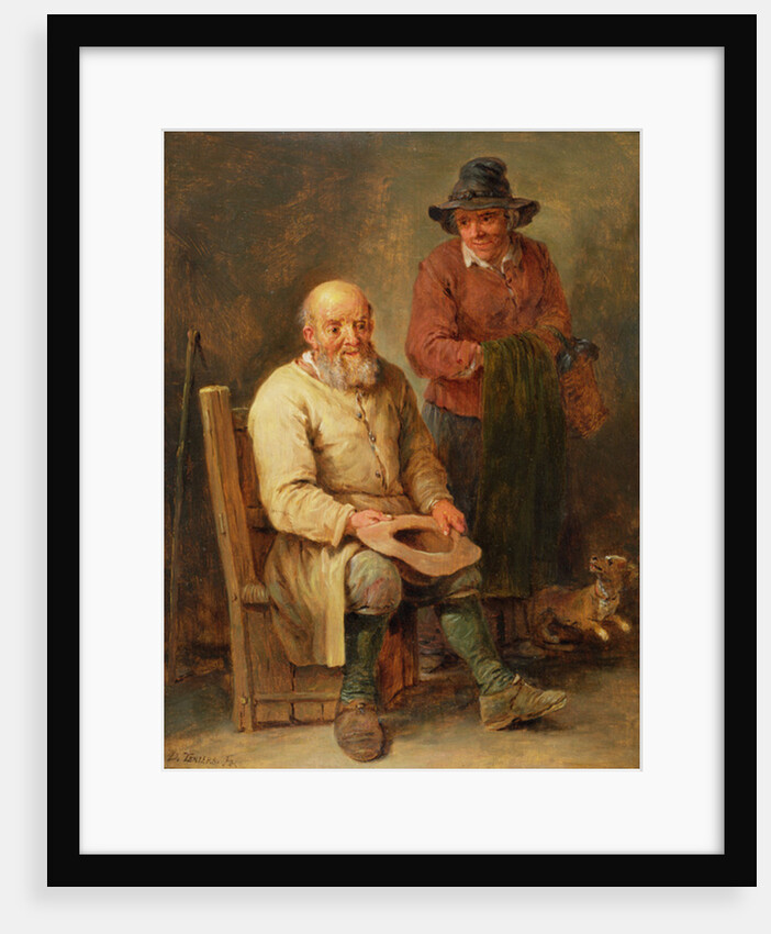 A man seated with a woman by his side and a dog at their feet, 17th century by David the Younger Teniers