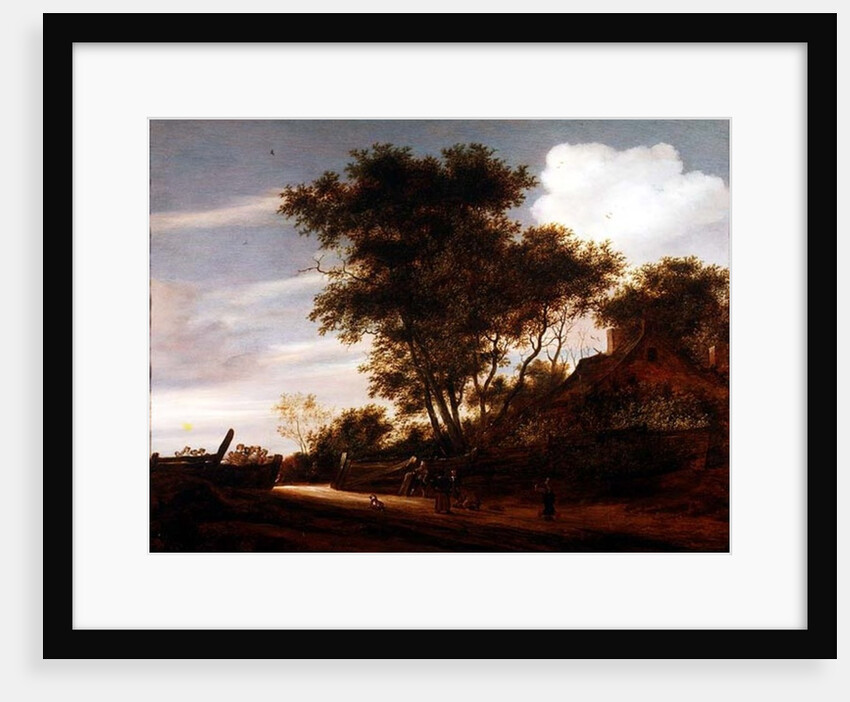 Wooded landscape with children playing on the road by a cottage, 1658 by Salomon van Ruisdael or Ruysdael