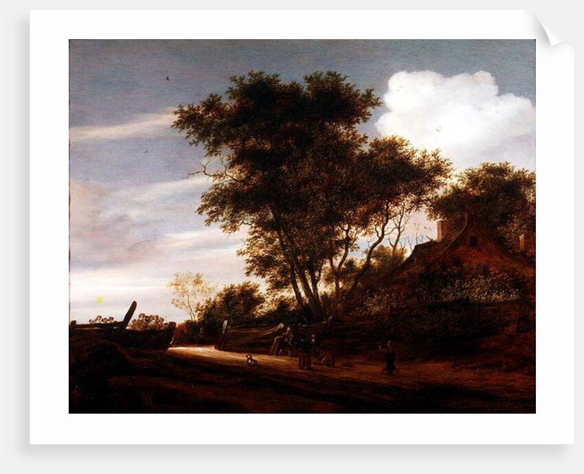 Wooded landscape with children playing on the road by a cottage, 1658 by Salomon van Ruisdael or Ruysdael