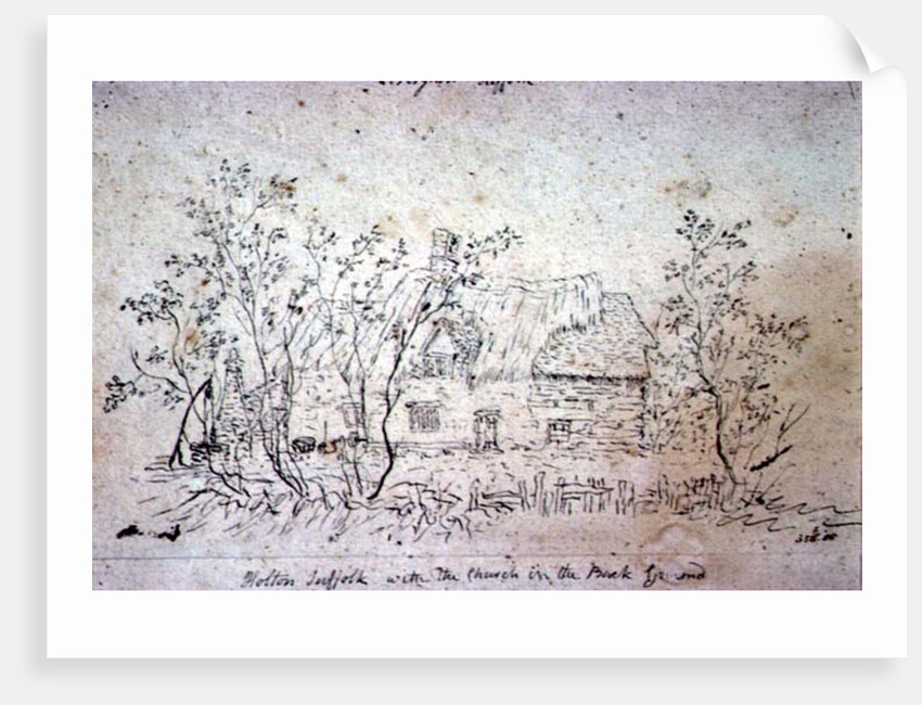 Cottage at East Bergholt, with a well by John Constable