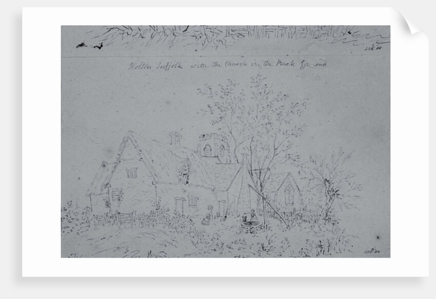 Cottage at Holton with the church in the background by John Constable