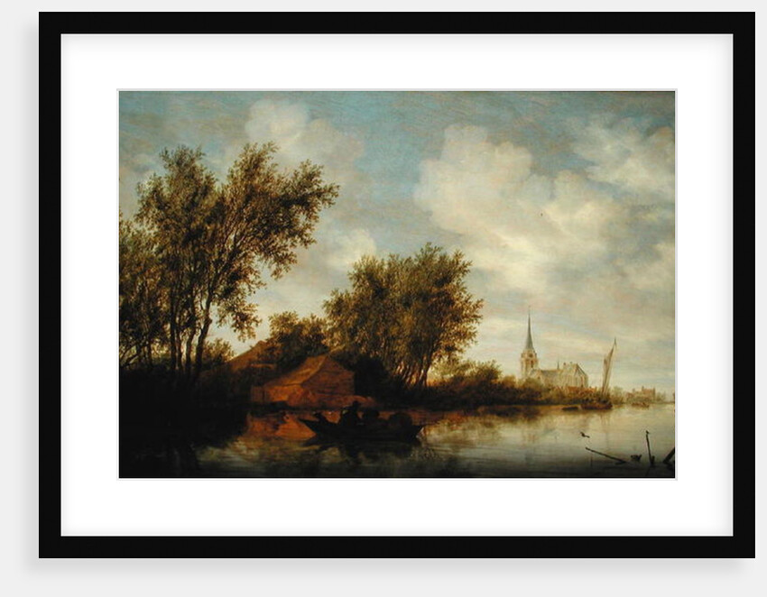 River Landscape with Church by Salomon van Ruisdael or Ruysdael